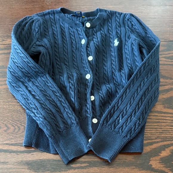 Polo Ralph Lauren Dark Blue Cable Knit Cardigan - Picture 1 of 4